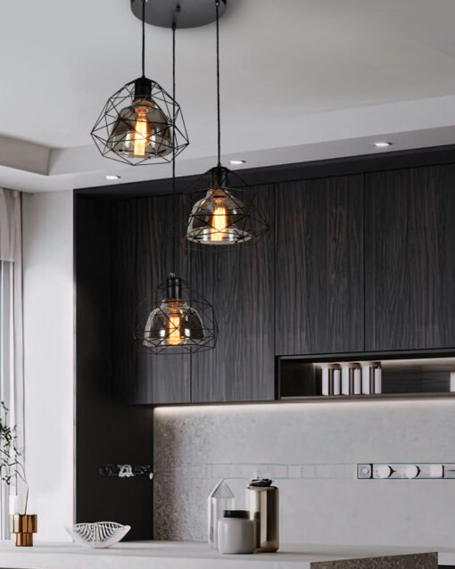 MULTI-DROP ROUND RETRO CAGE PENDANT LAMP - Image 2
