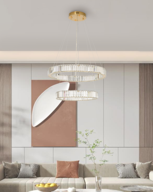 LED 2-LAYER MODERN CRYSTAL HANGING LAMP - Image 2