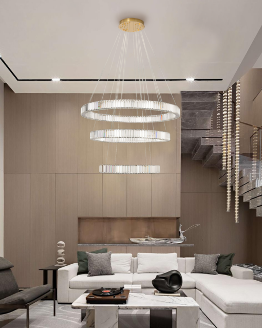 LED 3-LAYER MODERN CRYSTAL HANGING LAMP (w/ remote control) - Image 2