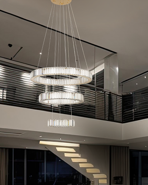 LED 3-LAYER MODERN CRYSTAL HANGING LAMP (w/ remote control) - Image 5