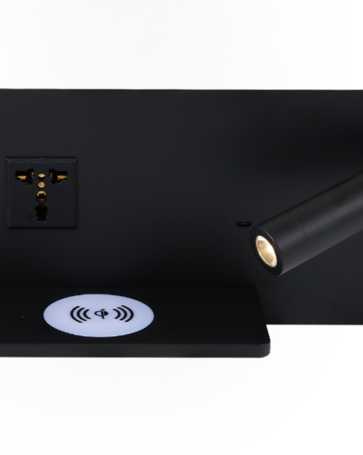 Bedside Reading Lamp With Wireless And Type C Charging Slot / Universal Outlet IA-9304-BLK - Image 3