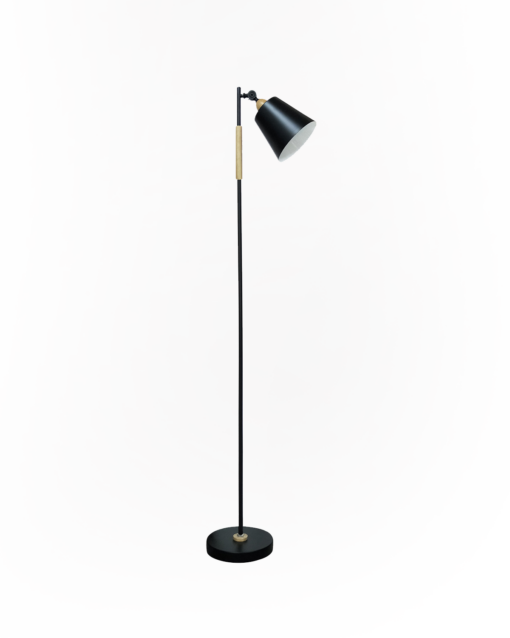 Minimalist Metal With Wood Accent Floor Lamp IA-9468F-BK